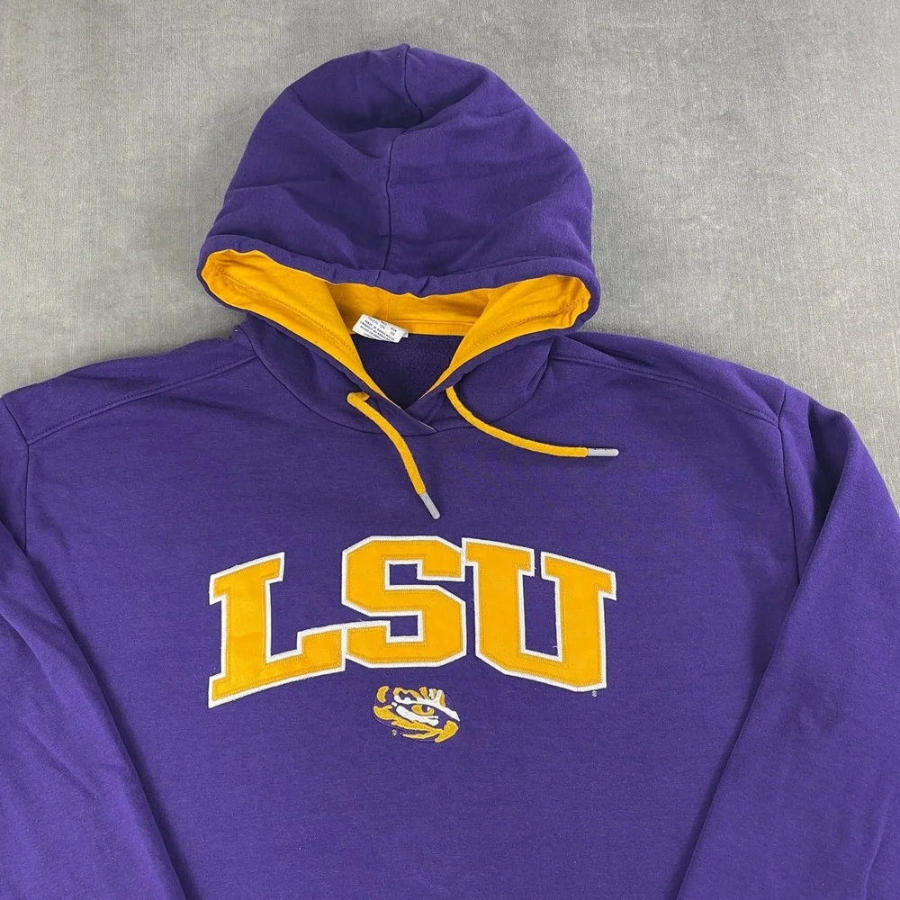 LSU Tigers Champion Mens 2XL Purple Hoodie Fleece Sweatshirt Gameday